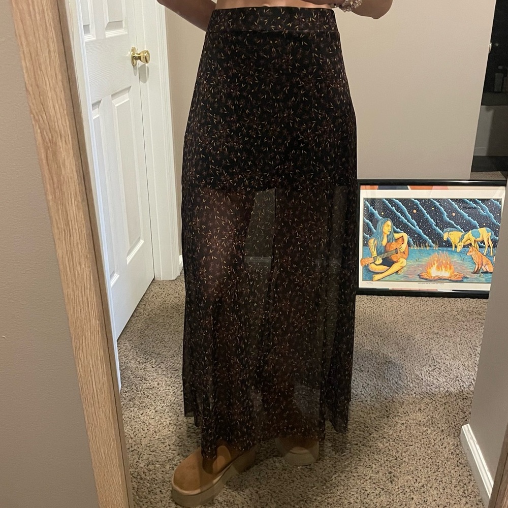 Free People Black Floral Maxi Shirt - Picture 7 of 7